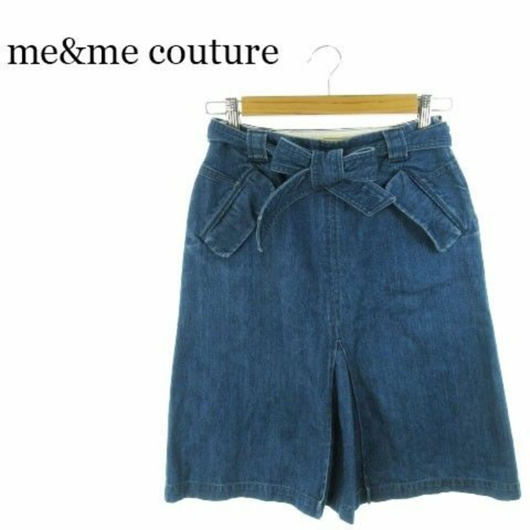 me & me couture(ミーアンドミークチュール)のミーアンドミークチュール デニムスカート ひざ丈 0 青 220426AH18A レディースのスカート(ひざ丈スカート)の商品写真