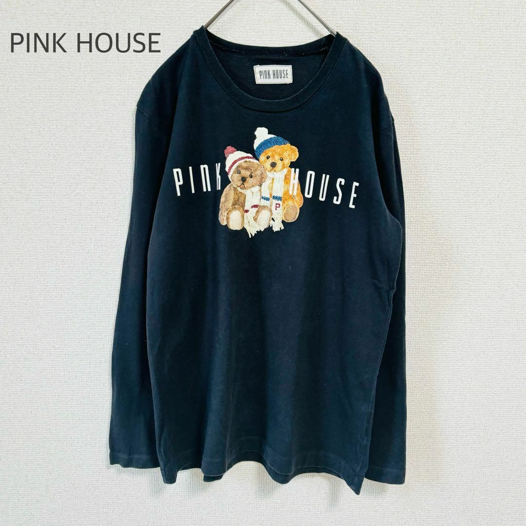 PINK HOUSE(ピンクハウス)のPINK HOUSE ピンクハウス 長袖カットソー ロンT くま ベアー 黒 M レディースのトップス(Tシャツ(長袖/七分))の商品写真