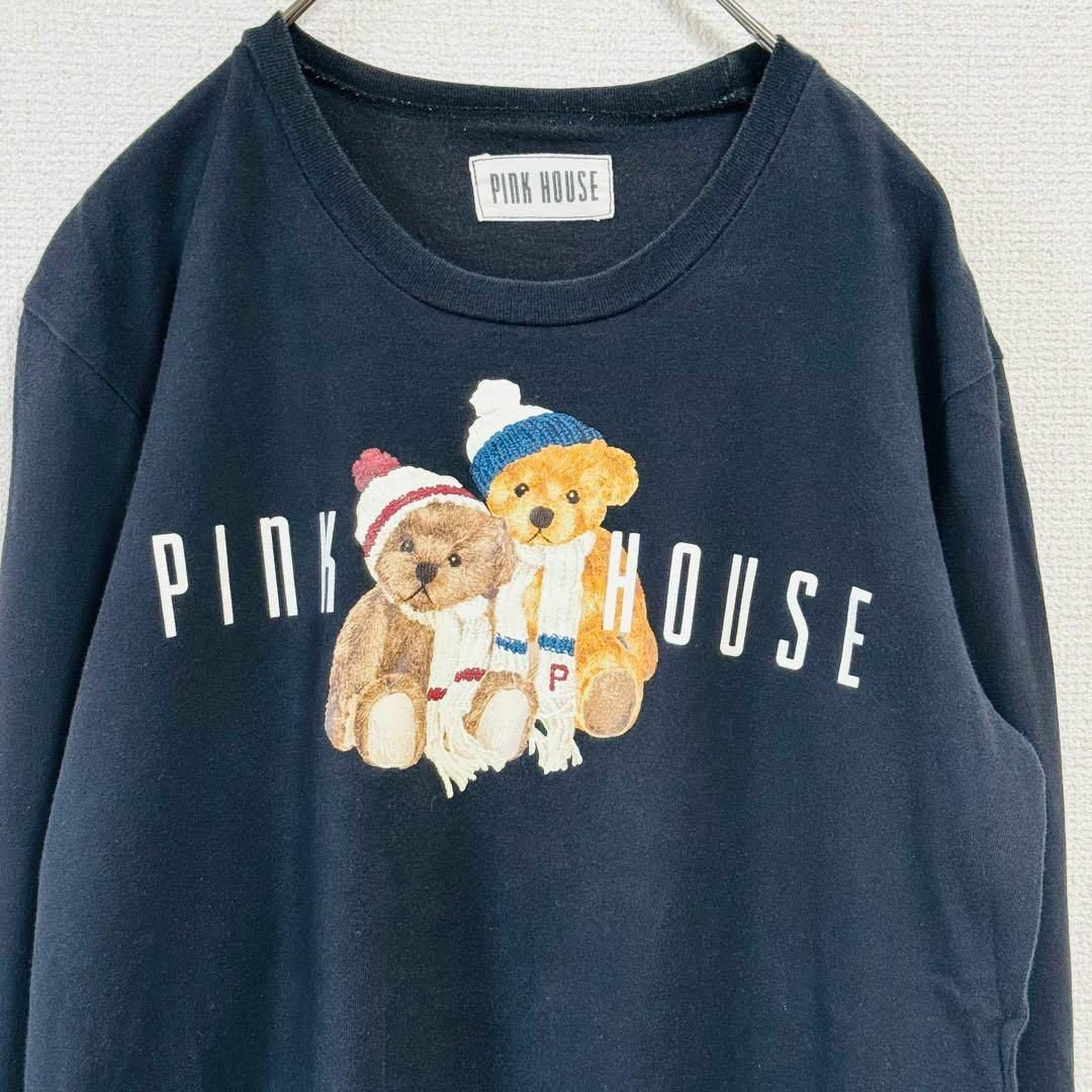 PINK HOUSE(ピンクハウス)のPINK HOUSE ピンクハウス 長袖カットソー ロンT くま ベアー 黒 M レディースのトップス(Tシャツ(長袖/七分))の商品写真