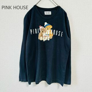 ピンクハウス(PINK HOUSE)のPINK HOUSE ピンクハウス 長袖カットソー ロンT くま ベアー 黒 M(Tシャツ(長袖/七分))