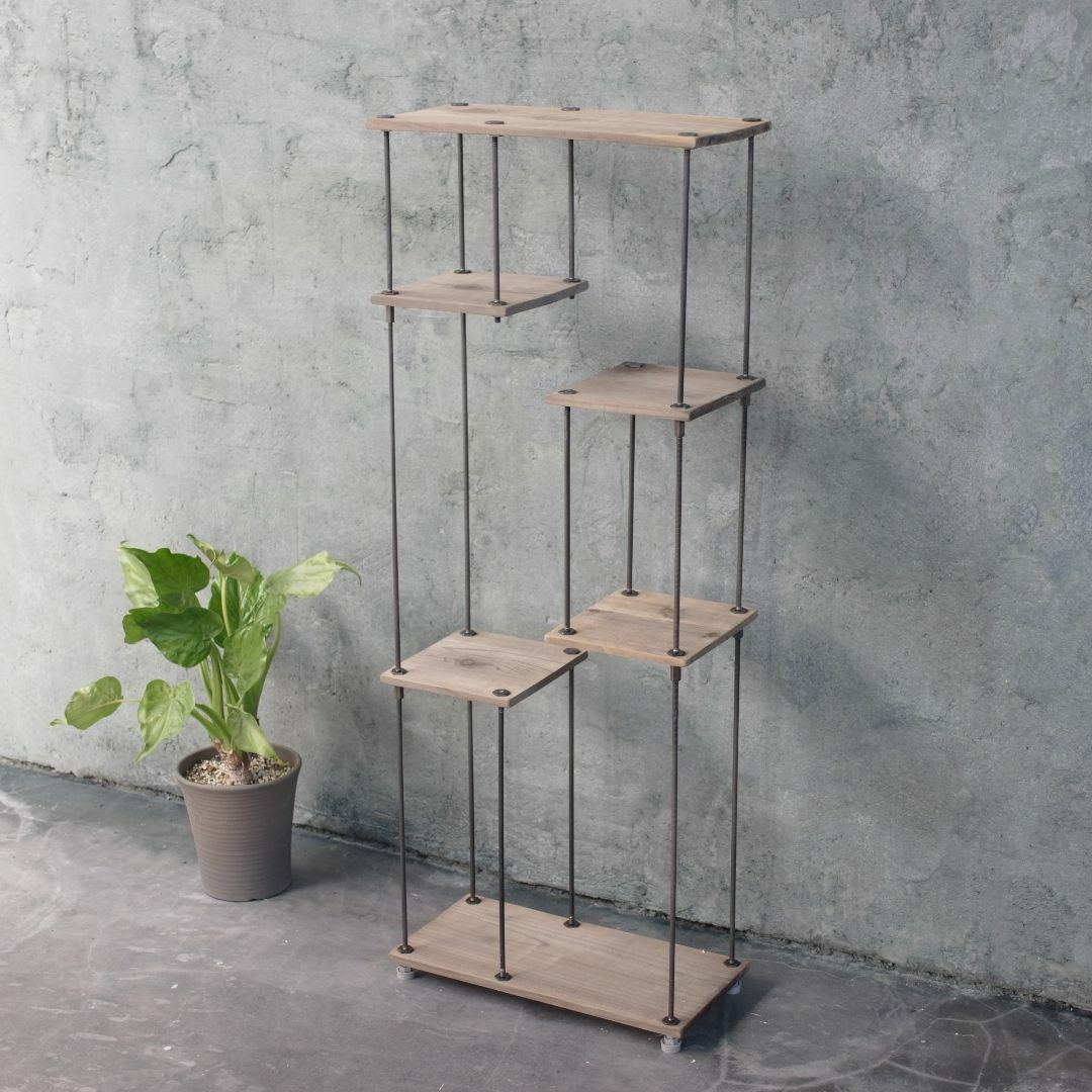 wood iron shelf 1190*455*225〈グレイッシュカラー〉 インテリア/住まい/日用品の収納家具(棚/ラック/タンス)の商品写真