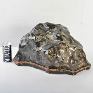 天然石　鑑賞石　梅花石　置物　重さ約24.8kg　唐木台付　M　R6821B(彫刻/オブジェ)