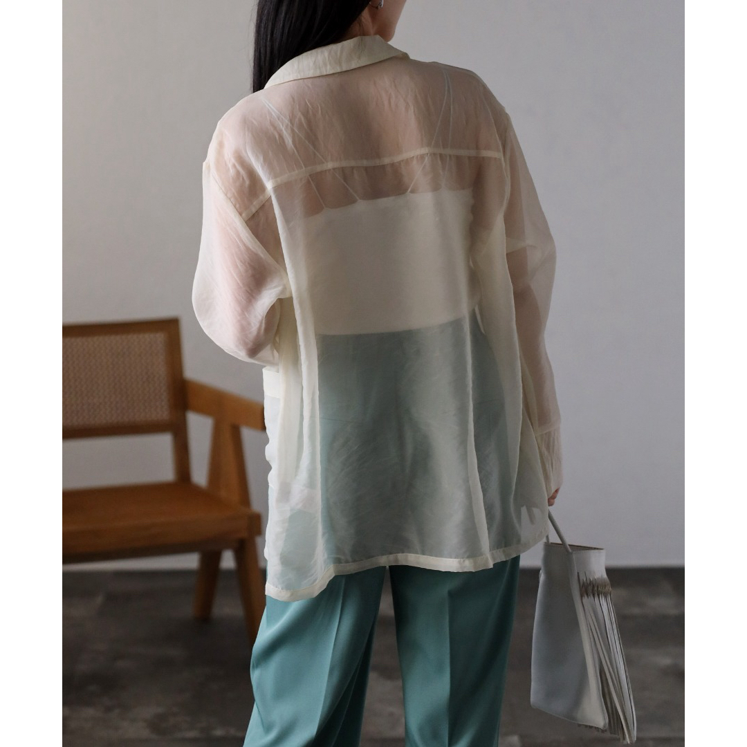オーガンジーシアーシャツジャケット 透け感 オシャレ 可愛い レディース レディースのジャケット/アウター(その他)の商品写真