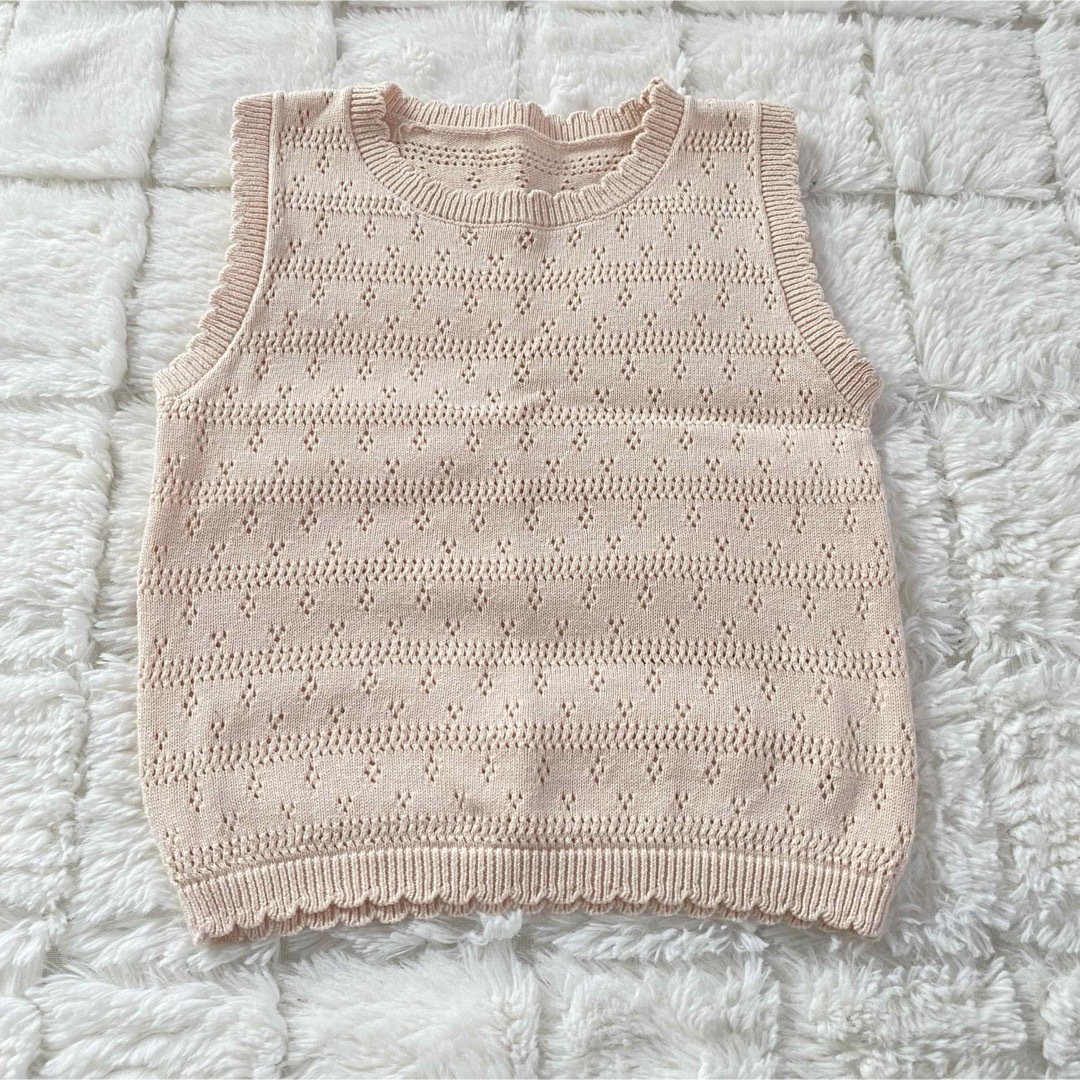 H&M(エイチアンドエム)のコットンニット＊セットアップ　12-24m キッズ/ベビー/マタニティのキッズ服女の子用(90cm~)(Tシャツ/カットソー)の商品写真