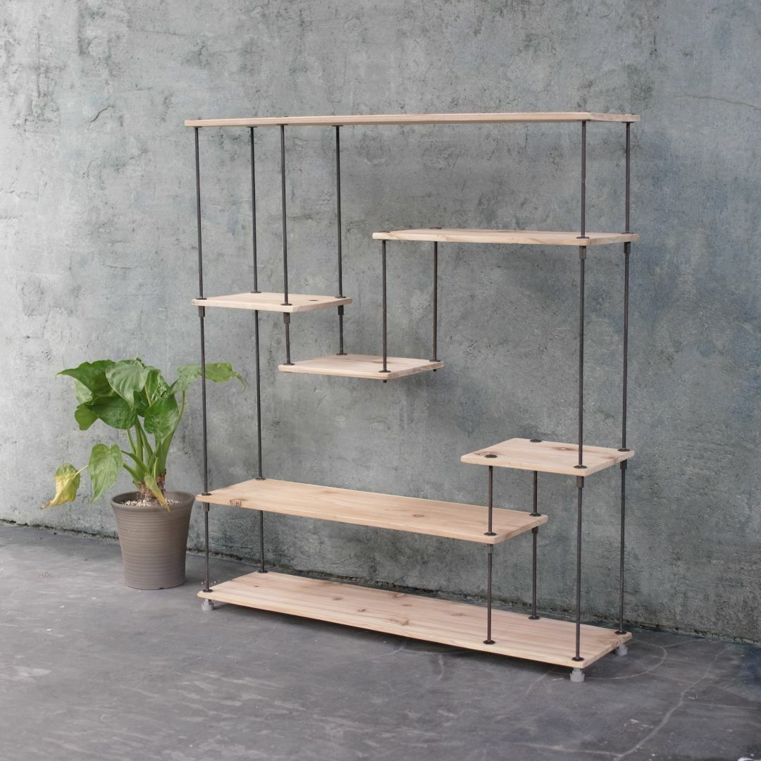 wood iron shelf 1040*900*225〈ナチュラル色〉 インテリア/住まい/日用品の収納家具(リビング収納)の商品写真