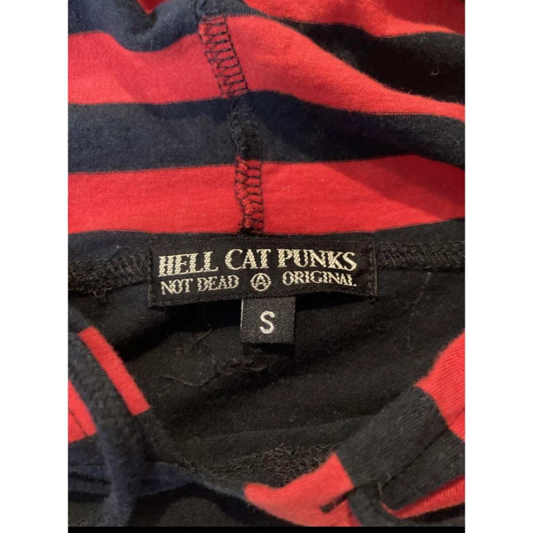 HELLCATPUNKS(ヘルキャットパンクス)のHELL CAT PUNKS ボーダー　パーカー レディースのトップス(パーカー)の商品写真