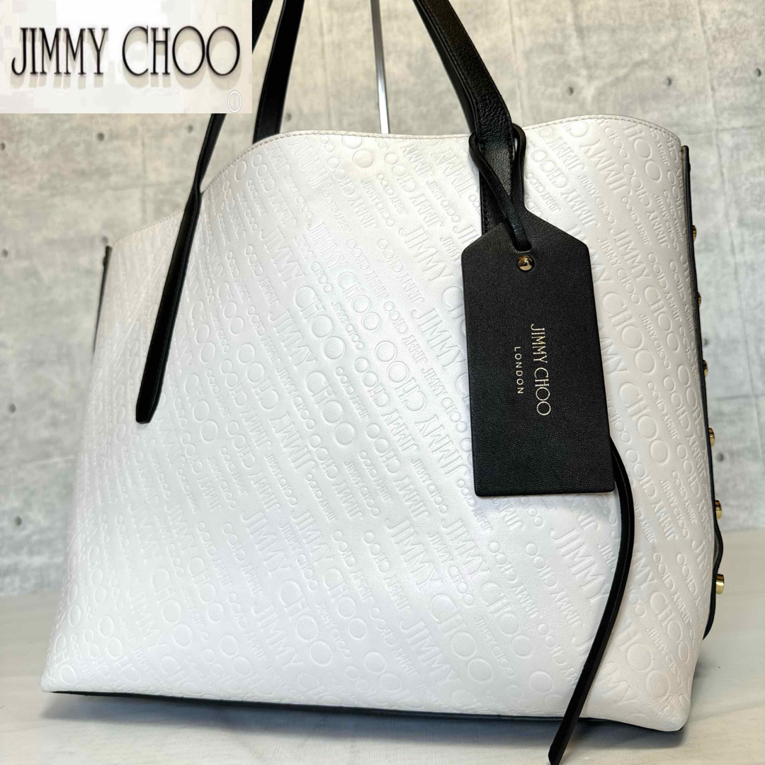 JIMMY CHOO(ジミーチュウ)の【良品】JIMMY CHOO TWIST EAST ロゴ型押し A4トートバッグ レディースのバッグ(トートバッグ)の商品写真