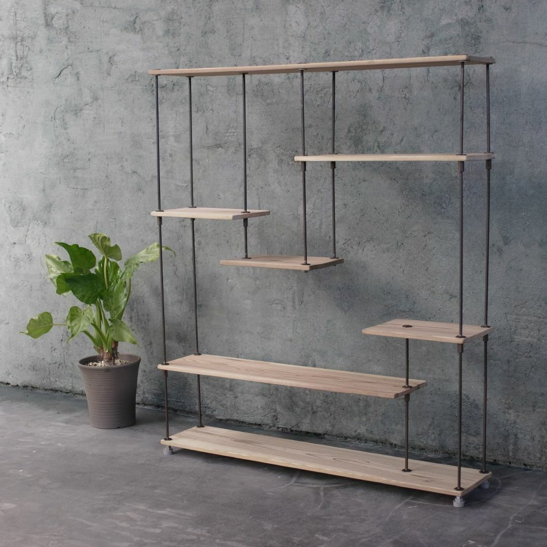 wood iron shelf 1040*900*180〈サンドカラー〉 インテリア/住まい/日用品の収納家具(棚/ラック/タンス)の商品写真