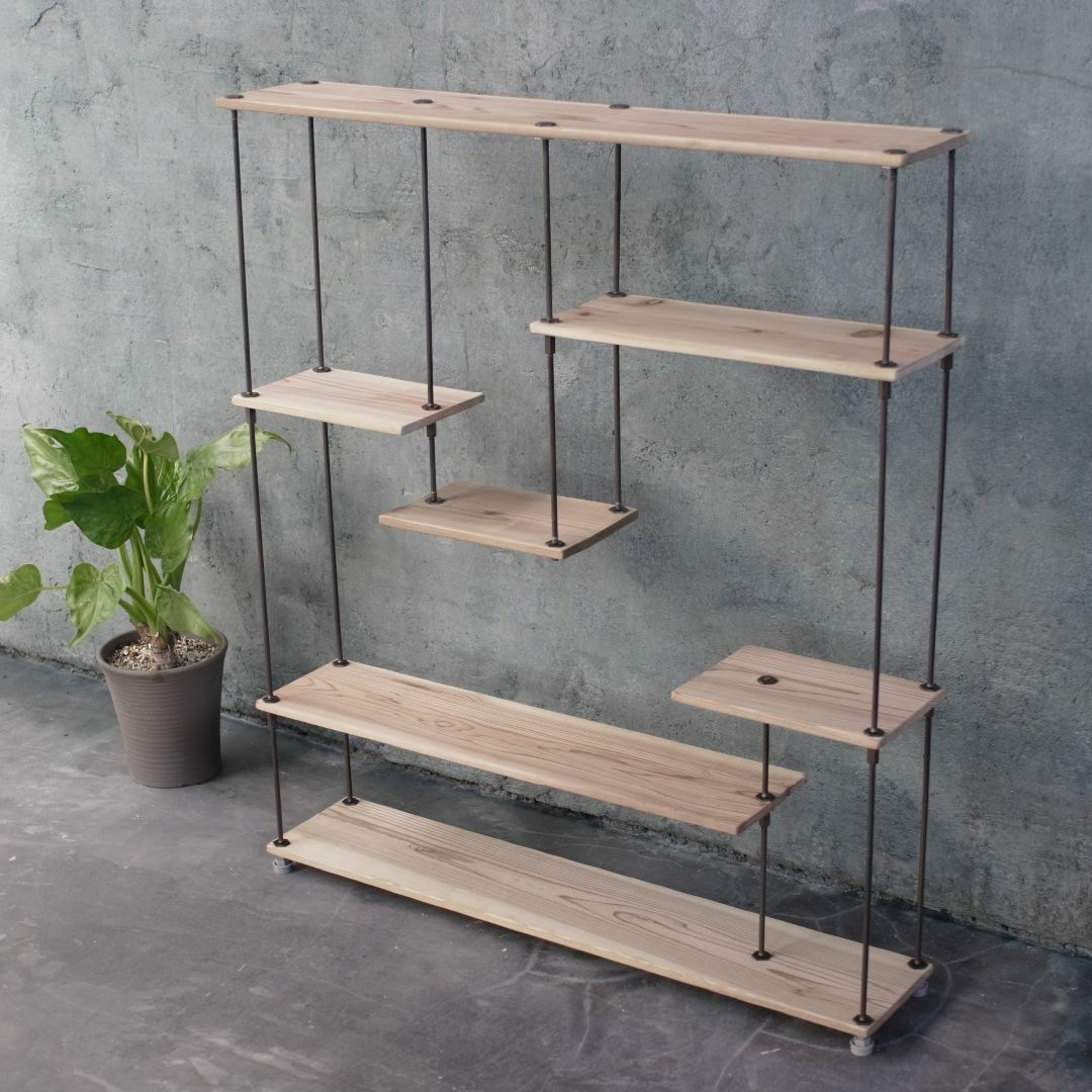 wood iron shelf 1040*900*180〈サンドカラー〉 インテリア/住まい/日用品の収納家具(棚/ラック/タンス)の商品写真