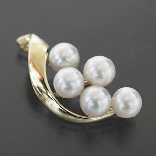 ミキモト(MIKIMOTO)のミキモト アコヤパール 6～6.5mm ネックレス トップ リーフ K14YG(ネックレス)