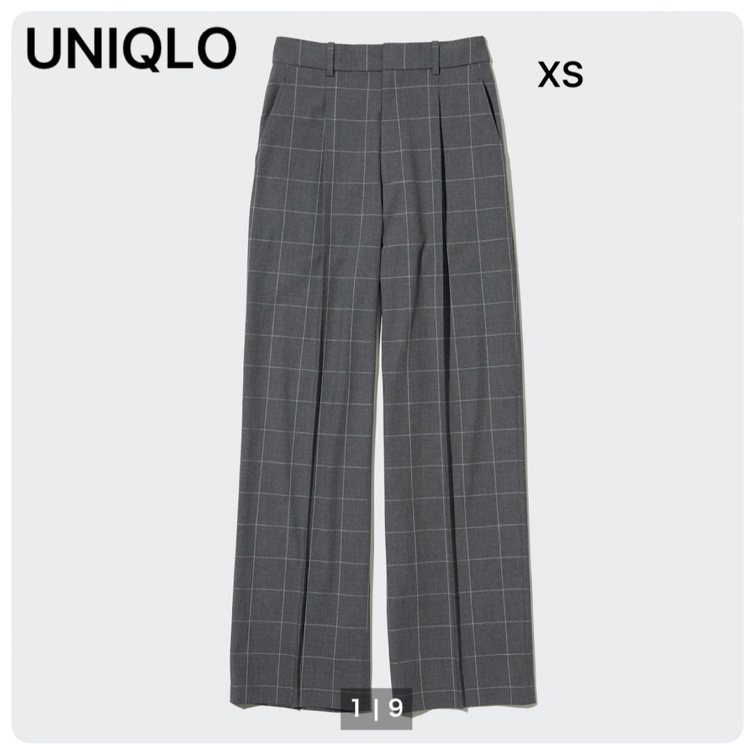 UNIQLO(ユニクロ)の新品未使用品✨タックワイドパンツ UNIQLO グレーチェック XS 完売品 レディースのパンツ(カジュアルパンツ)の商品写真