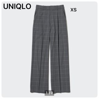 ユニクロ(UNIQLO)の新品未使用品✨タックワイドパンツ UNIQLO グレーチェック XS 完売品(カジュアルパンツ)