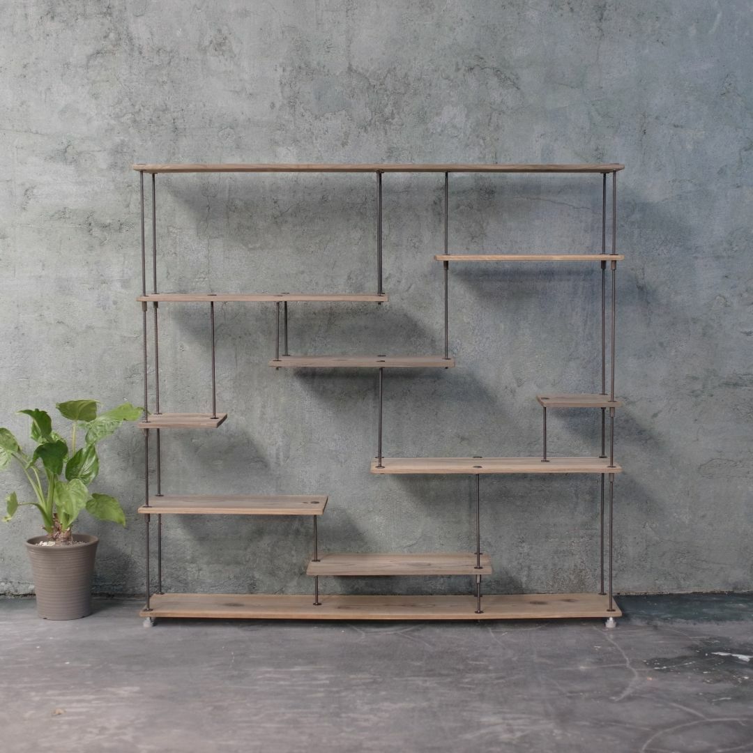 wood iron shelf 1150*1200*225〈グレイッシュカラー〉 インテリア/住まい/日用品の収納家具(棚/ラック/タンス)の商品写真