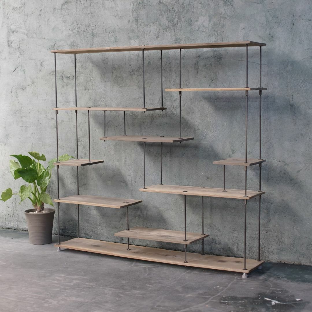 wood iron shelf 1150*1200*225〈グレイッシュカラー〉 インテリア/住まい/日用品の収納家具(棚/ラック/タンス)の商品写真