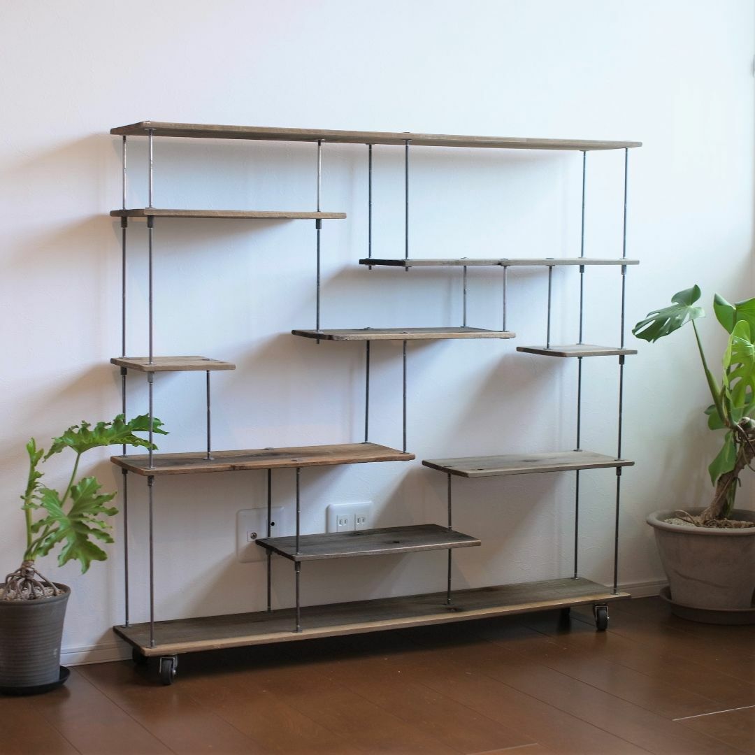 wood iron shelf 1150*1200*225〈グレイッシュカラー〉 インテリア/住まい/日用品の収納家具(棚/ラック/タンス)の商品写真