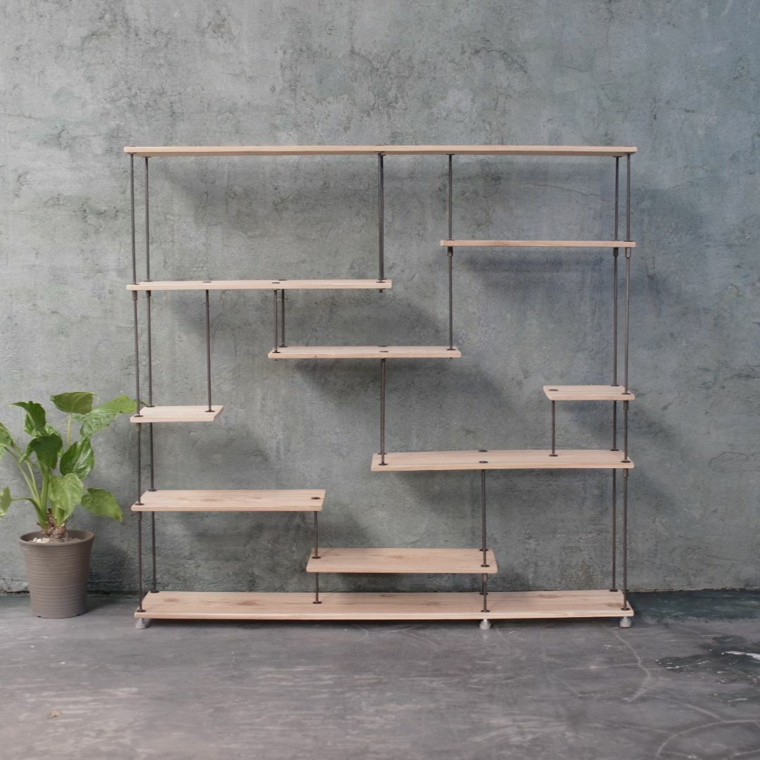 wood iron shelf 1150*1200*225〈ナチュラル色〉 インテリア/住まい/日用品の収納家具(リビング収納)の商品写真