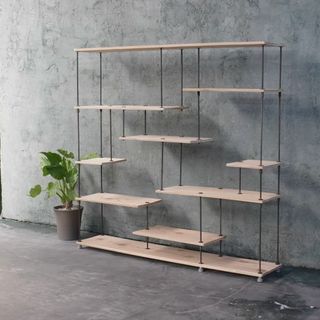 wood iron shelf 1150*1200*225〈ナチュラル色〉(リビング収納)
