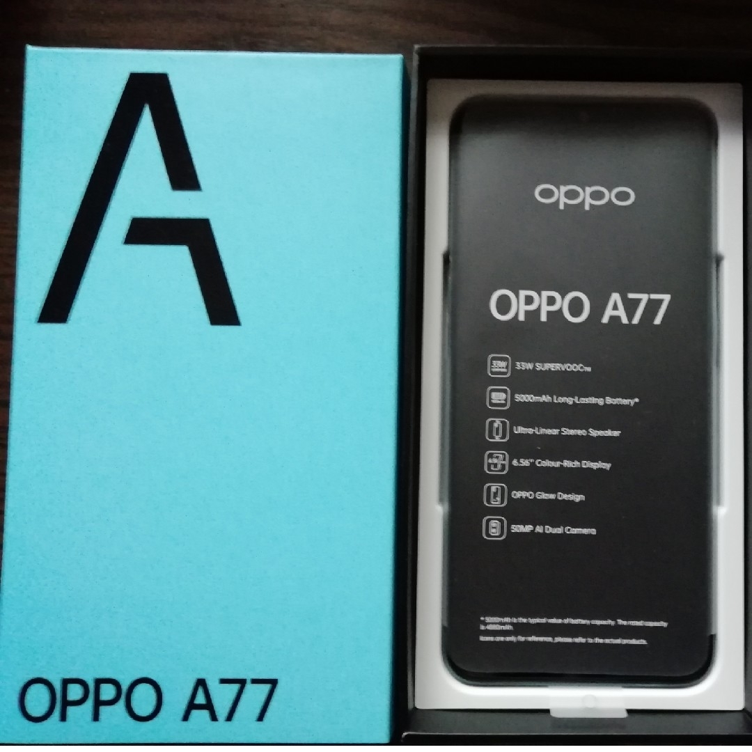 OPPO A77 ブルー 128GB スマホ/家電/カメラのスマートフォン/携帯電話(スマートフォン本体)の商品写真