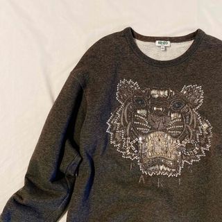 KENZO  ラインストーンタイガー虎スウェット グレースエット XS