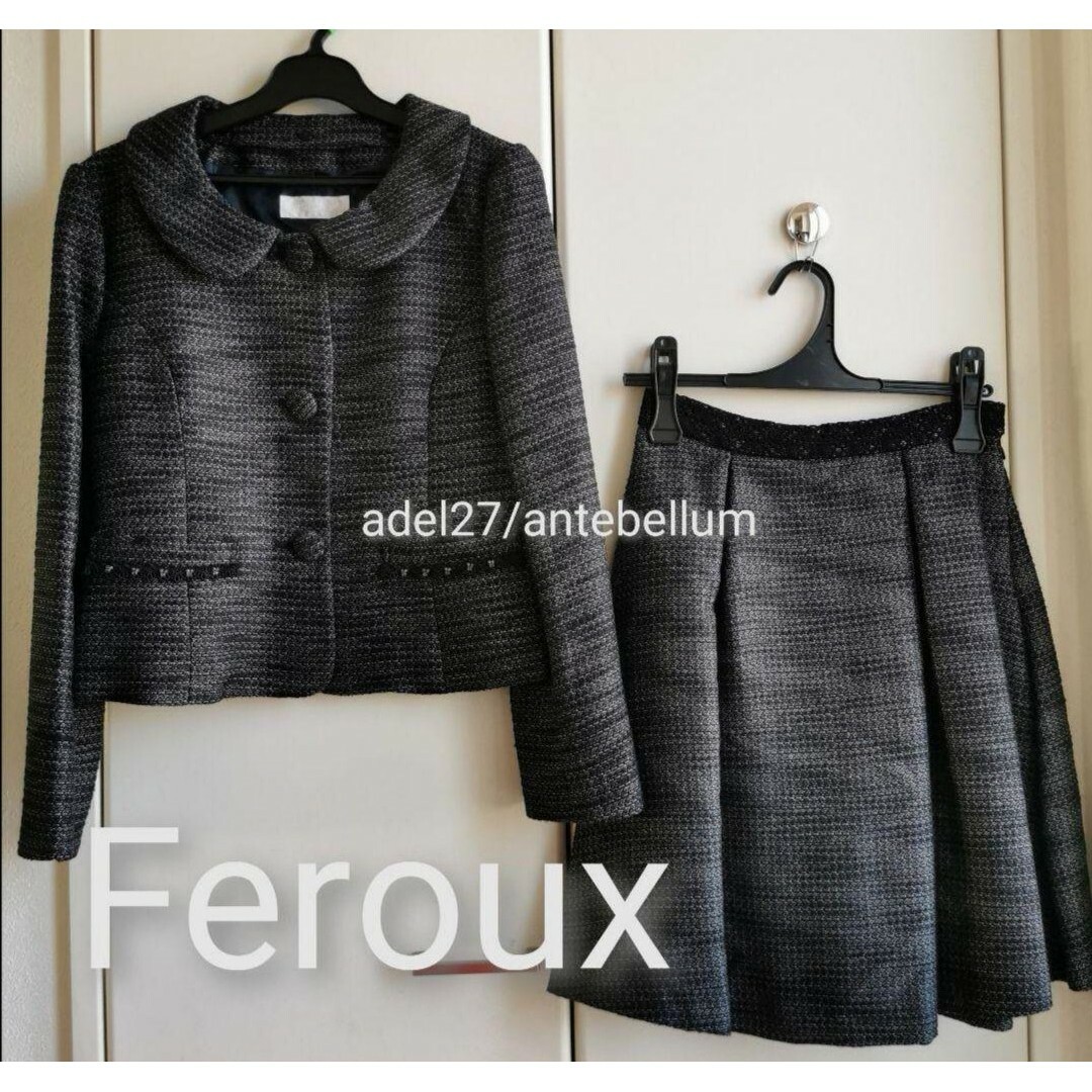 Feroux(フェルゥ)の新品上下Ferouxフェルゥセレモニー対応MIXツイードジャケットスカートスーツ レディースのフォーマル/ドレス(スーツ)の商品写真