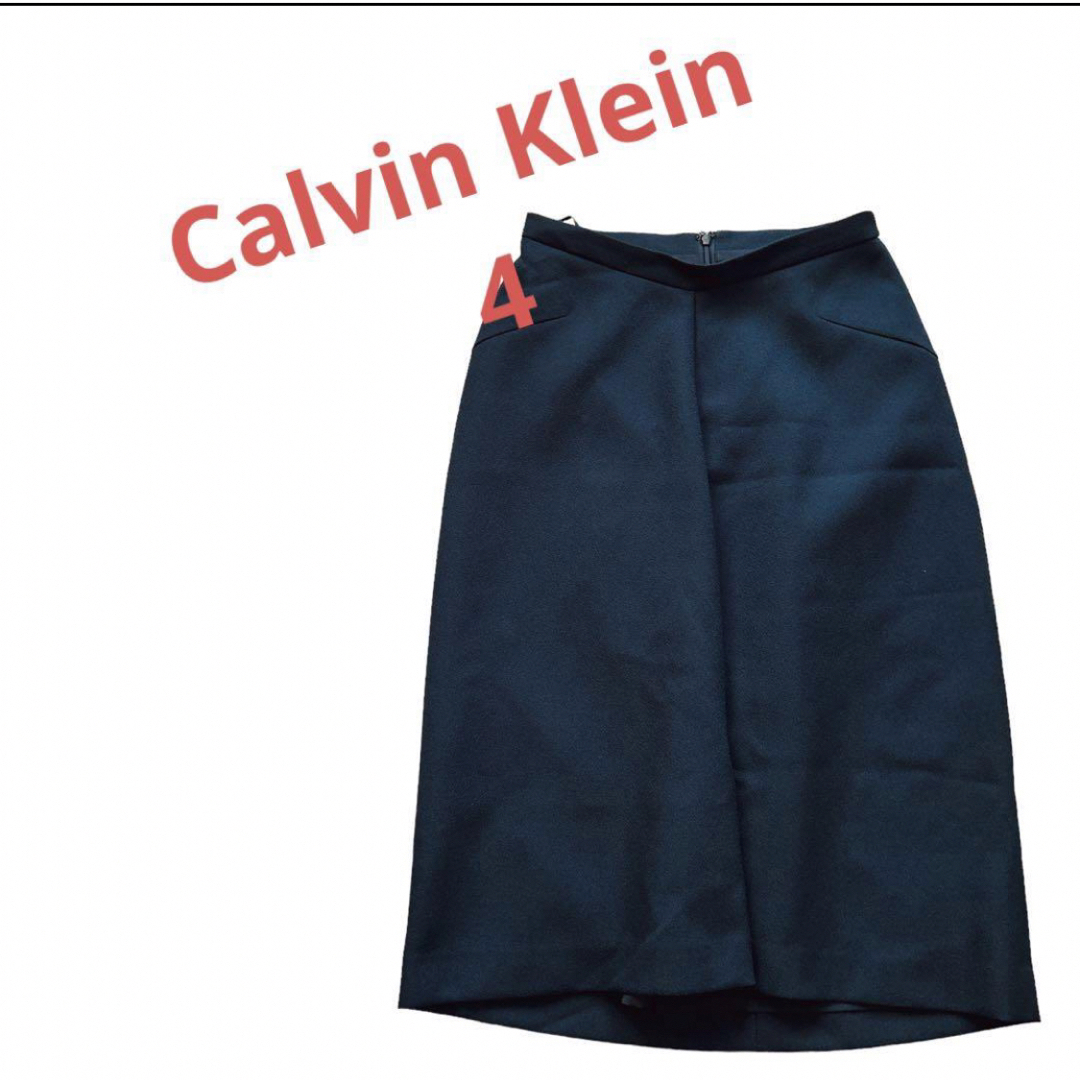 Calvin Klein(カルバンクライン)の美品カルバンクラインCalvin Klein紺色ネイビー膝丈スカート4 レディースのスカート(ひざ丈スカート)の商品写真