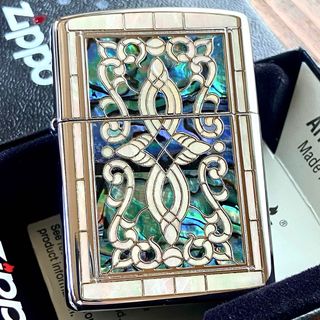 ジッポー(ZIPPO)のZippo アーマー シェル ヘリテージ シルバー 両面 天然貝 ジッポー(タバコグッズ)