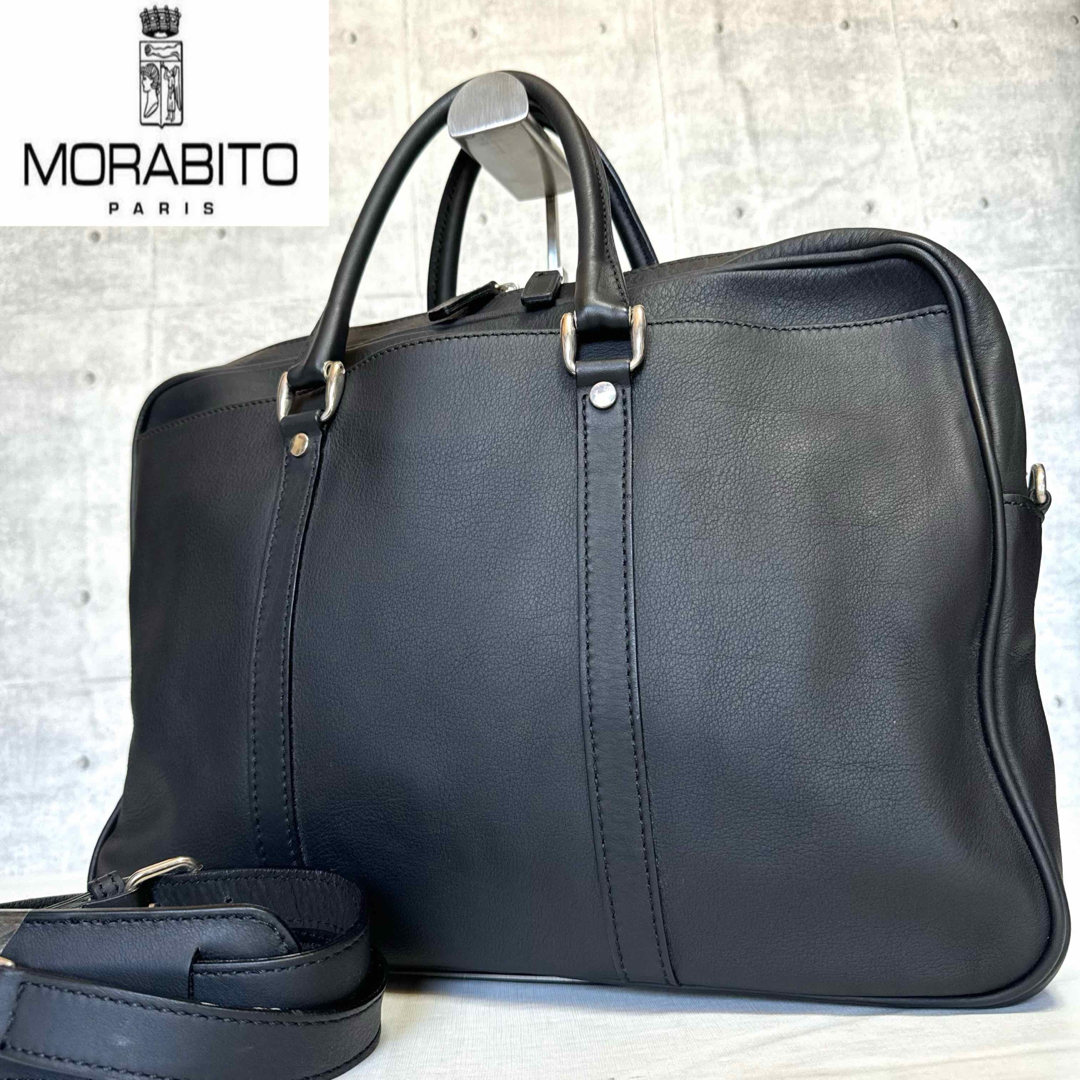 MORABITO(モラビト)の【美品】MORABITO BLACK レザー A4 2WAY ビジネスバッグ メンズのバッグ(ビジネスバッグ)の商品写真