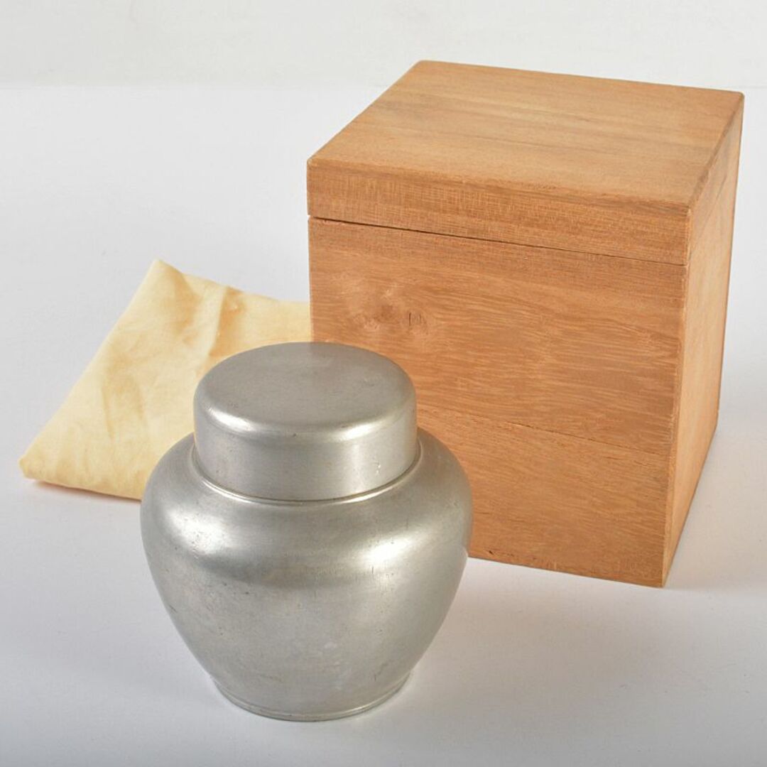 煎茶道具 継山造 本錫 茶壷 茶心壷 約264g 時代箱付 M R6852の 煎茶道具 継山造 本錫 茶壷 茶心壷 約264g 時代箱付 M R6852の