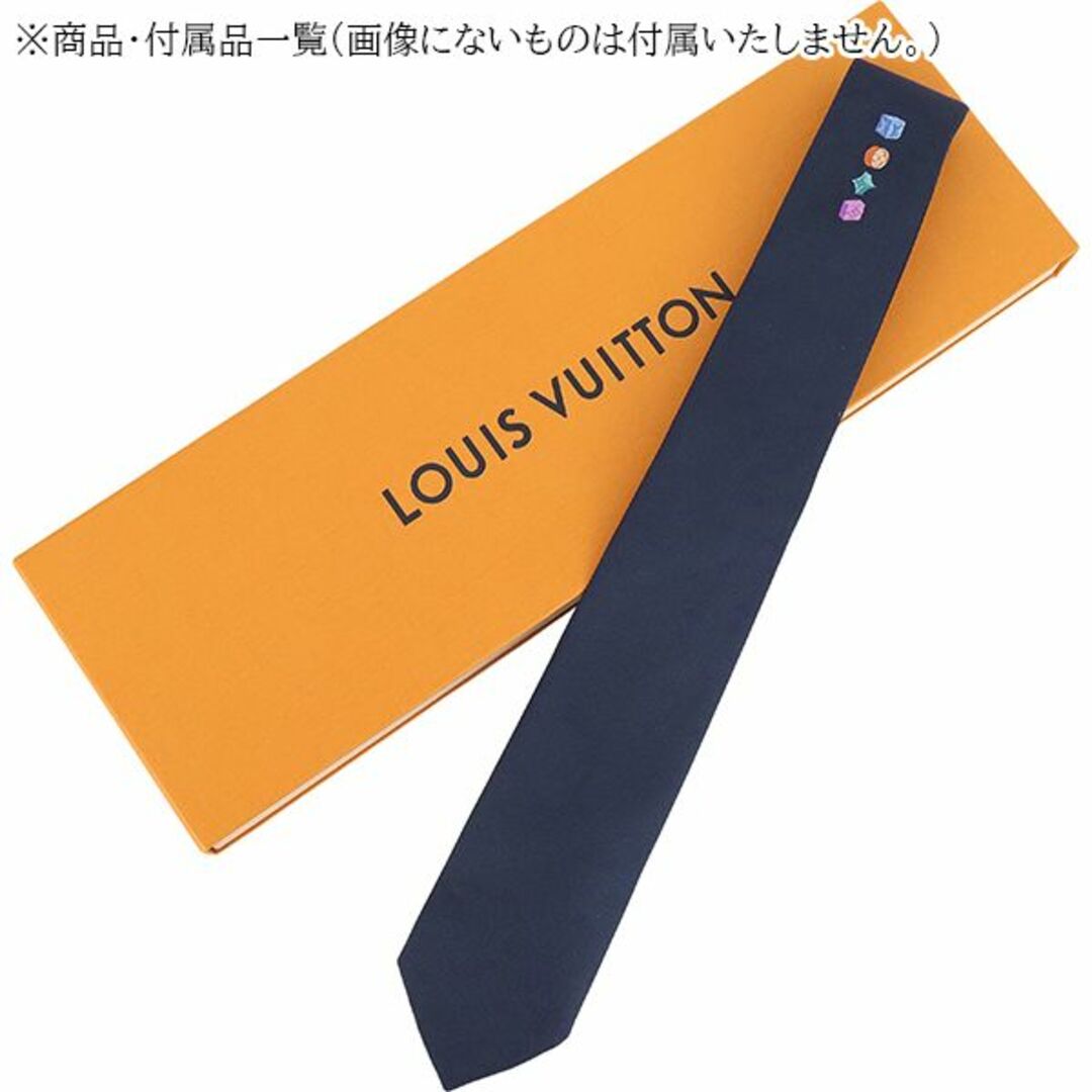 LOUIS VUITTON(ルイヴィトン)のルイヴィトン ネクタイ LVプレイ 7CM シルク100% クラヴァット モノグラム モチーフ LV ネイビーブルー マルチカラー 新品同様 7820 メンズのファッション小物(ネクタイ)の商品写真