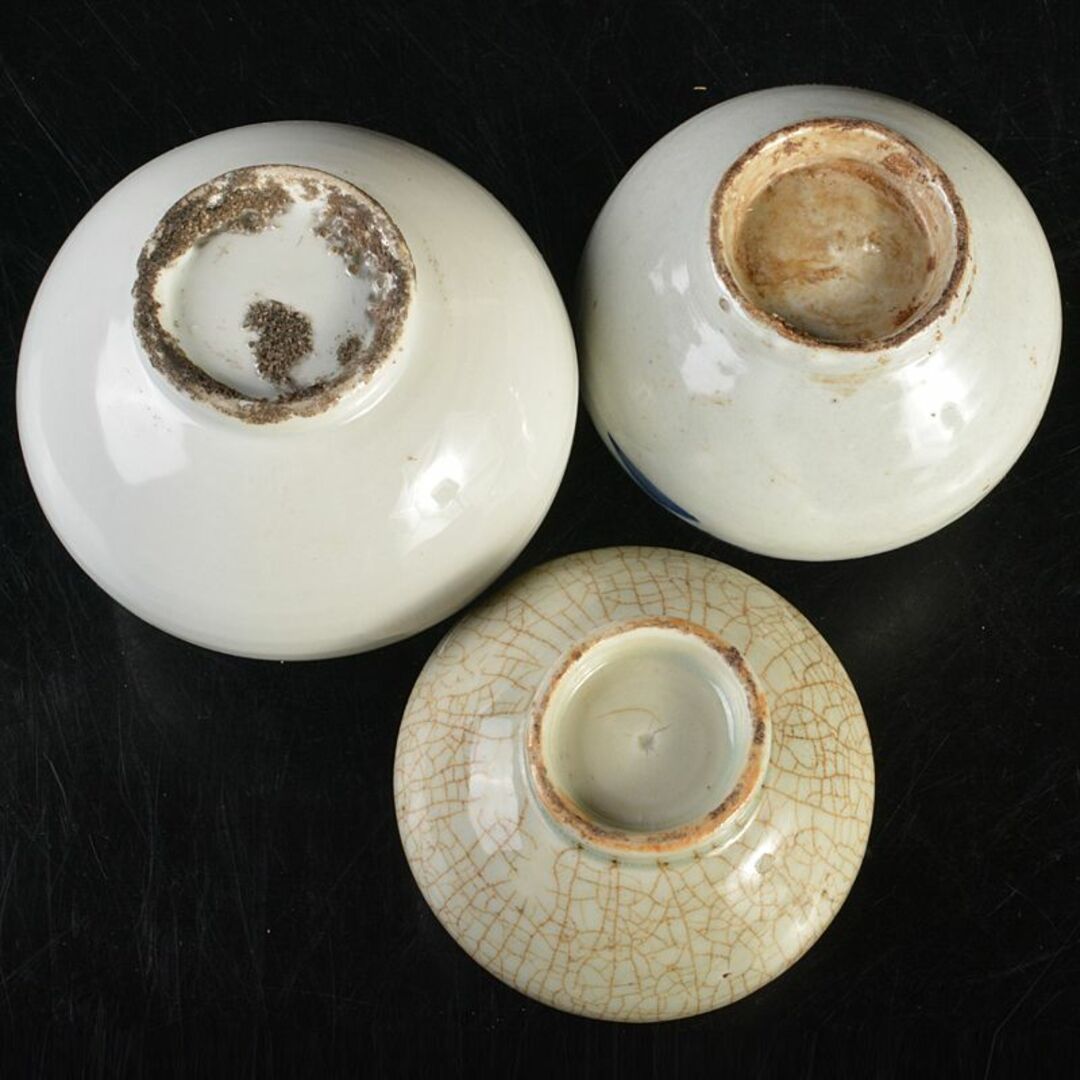 伊万里焼 古伊万里 染付 花文 油壷 小壷 3点まとめて V R6859の 伊万里焼 古伊万里 染付 花文 油壷 小壷 3点まとめて V R6859の