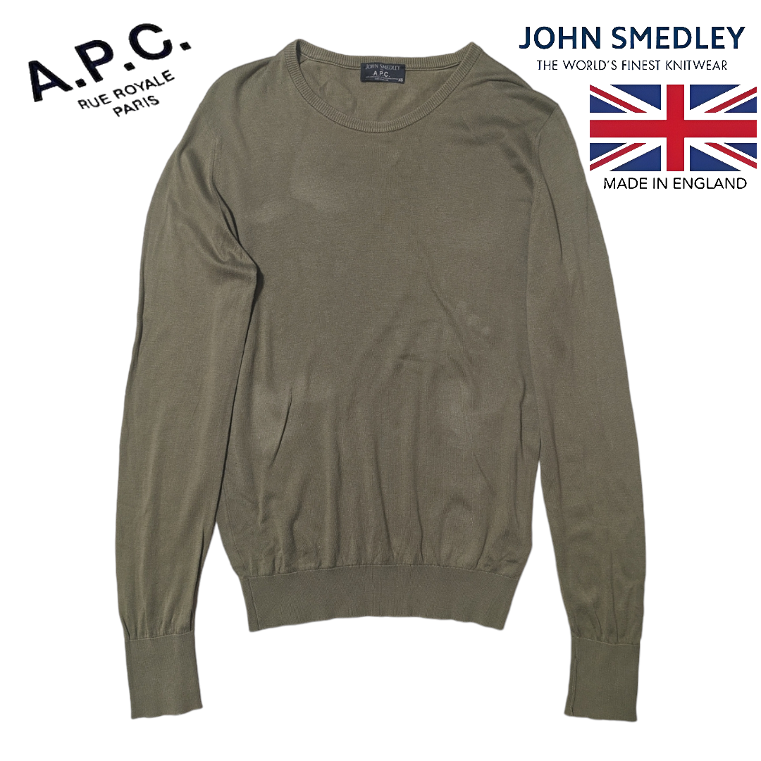 A.P.C(アーペーセー)のA.P.C. × JOHN SMEDLEY カーキ コットン ニットセーター メンズのトップス(ニット/セーター)の商品写真