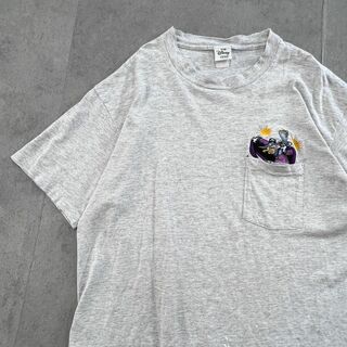 ディズニー(Disney)の90s　スクルージ　刺繍　ワンポケ　半袖Tシャツ　グランジ　古着　杢グレー　L(Tシャツ/カットソー(半袖/袖なし))