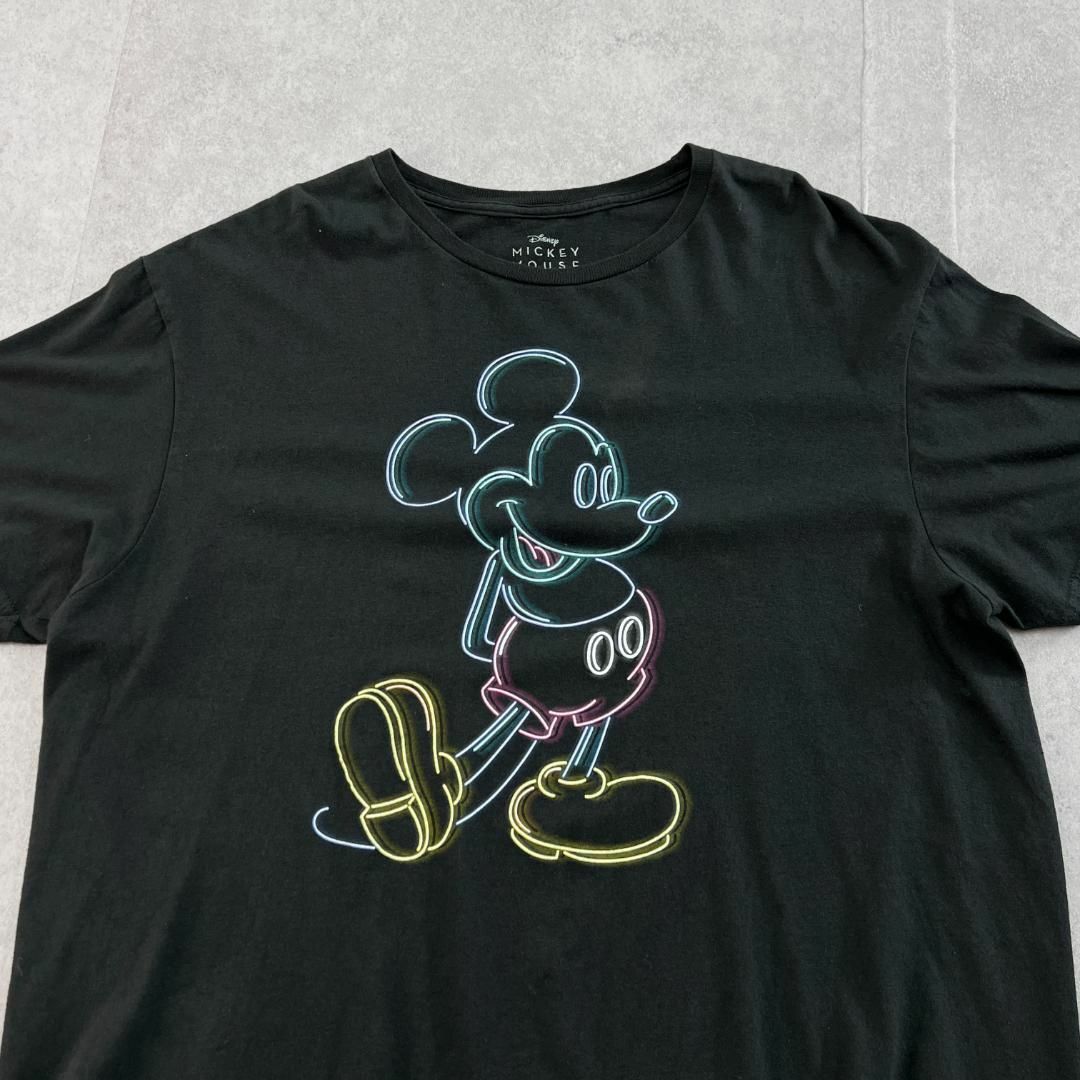 ミッキーマウス(ミッキーマウス)のビッグプリント　ミッキーマウス　ネオン　半袖Tシャツ　古着　ブラック　XL メンズのトップス(Tシャツ/カットソー(半袖/袖なし))の商品写真
