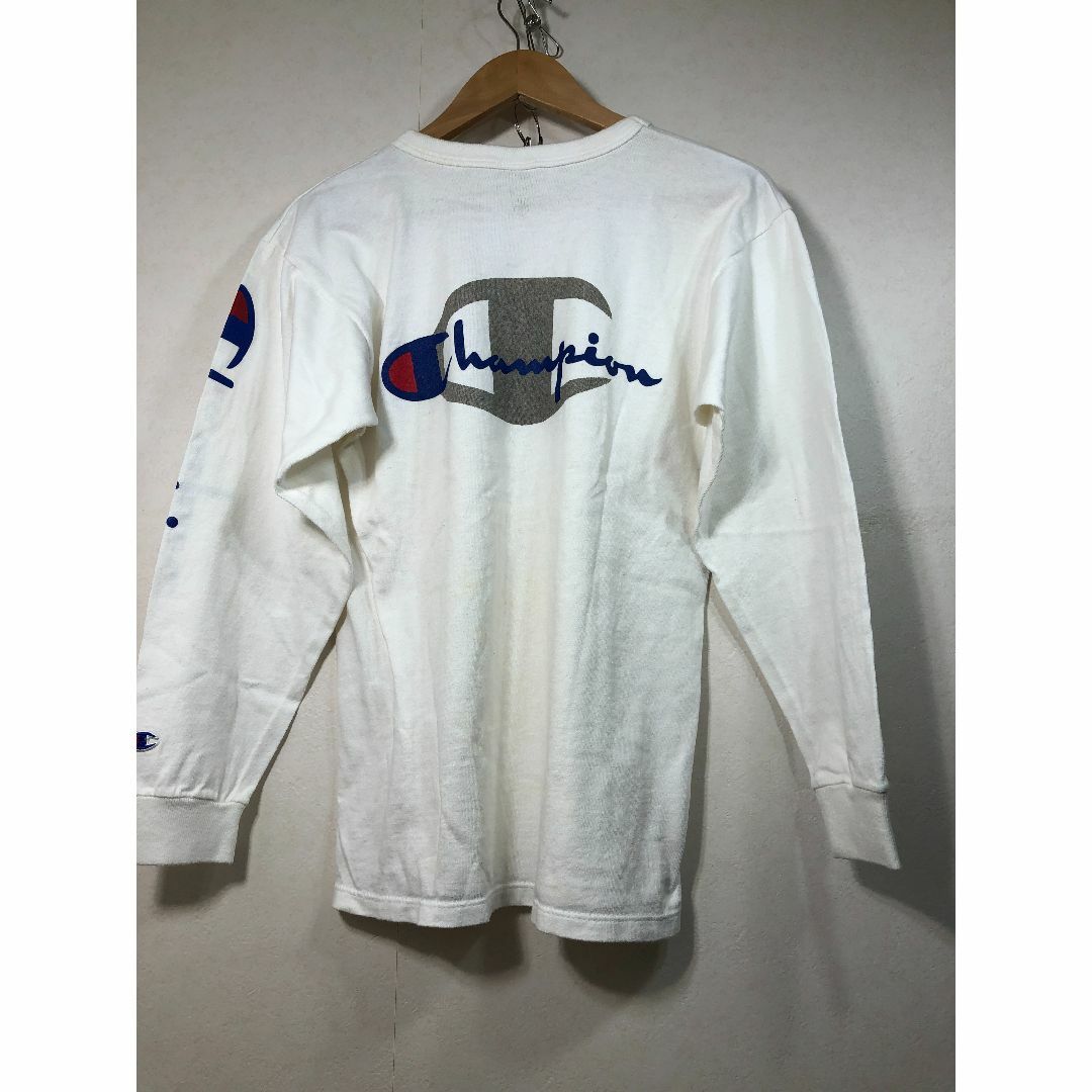 503021● Champion ロンT 袖ロゴ M ホワイト Tシャツ メンズのトップス(Tシャツ/カットソー(七分/長袖))の商品写真