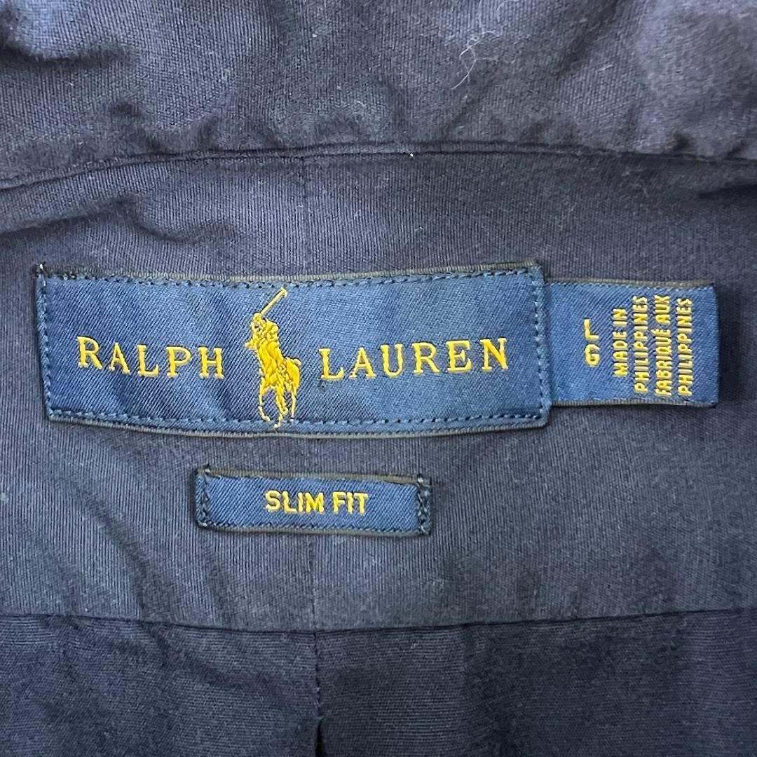 Ralph Lauren(ラルフローレン)のラルフローレン　刺繍ポニー　長袖シャツ　BDシャツ　古着　ネイビー　L メンズのトップス(Tシャツ/カットソー(七分/長袖))の商品写真