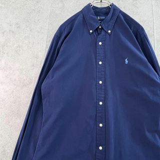 ラルフローレン(Ralph Lauren)のラルフローレン　刺繍ポニー　長袖シャツ　BDシャツ　古着　ネイビー　L(Tシャツ/カットソー(七分/長袖))