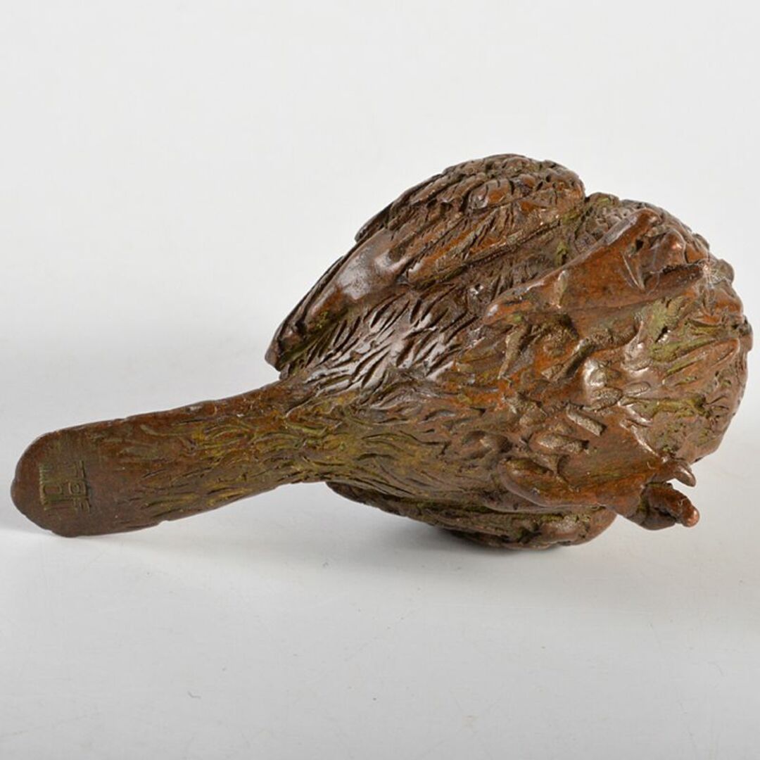 金工名品 古銅宣徳銅 鳥 紙鎮 置物 在銘 C R6874E 金工名品 古銅宣徳銅 鳥 紙鎮 置物 在銘 C R6874E