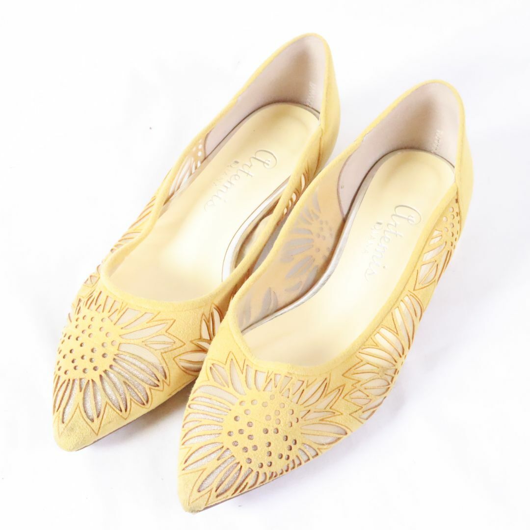 artemis by DIANA(アルテミスバイダイアナ)のartemis by DIANA　アルテミスバイダイアナ　FlowerCollection　ひまわりフラットシューズ　黄色　23.5 レディースの靴/シューズ(ハイヒール/パンプス)の商品写真