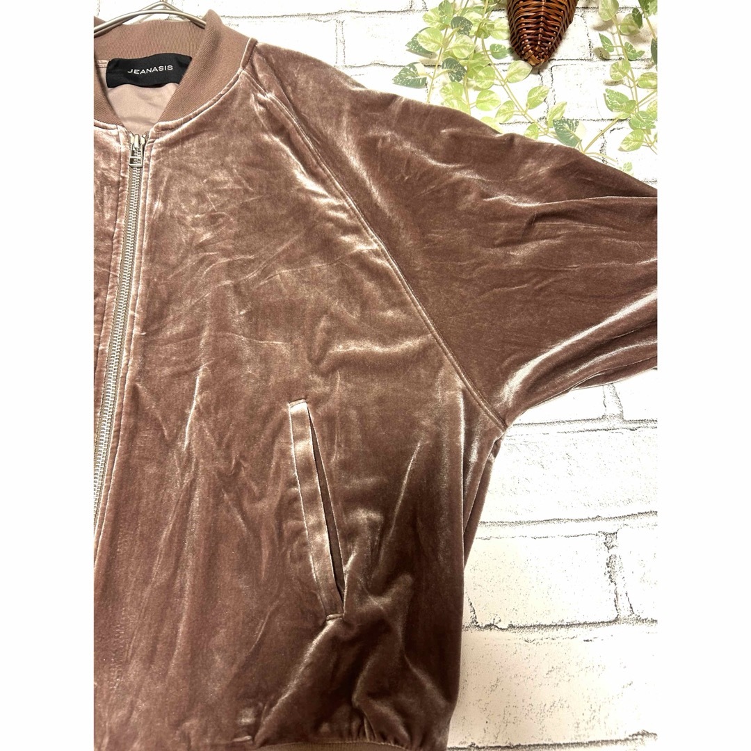 JEANASIS(ジーナシス)のジーナシス　6分袖ブルゾン　アウター　ベロア　ジャージ　フリーサイズ レディースのジャケット/アウター(ブルゾン)の商品写真