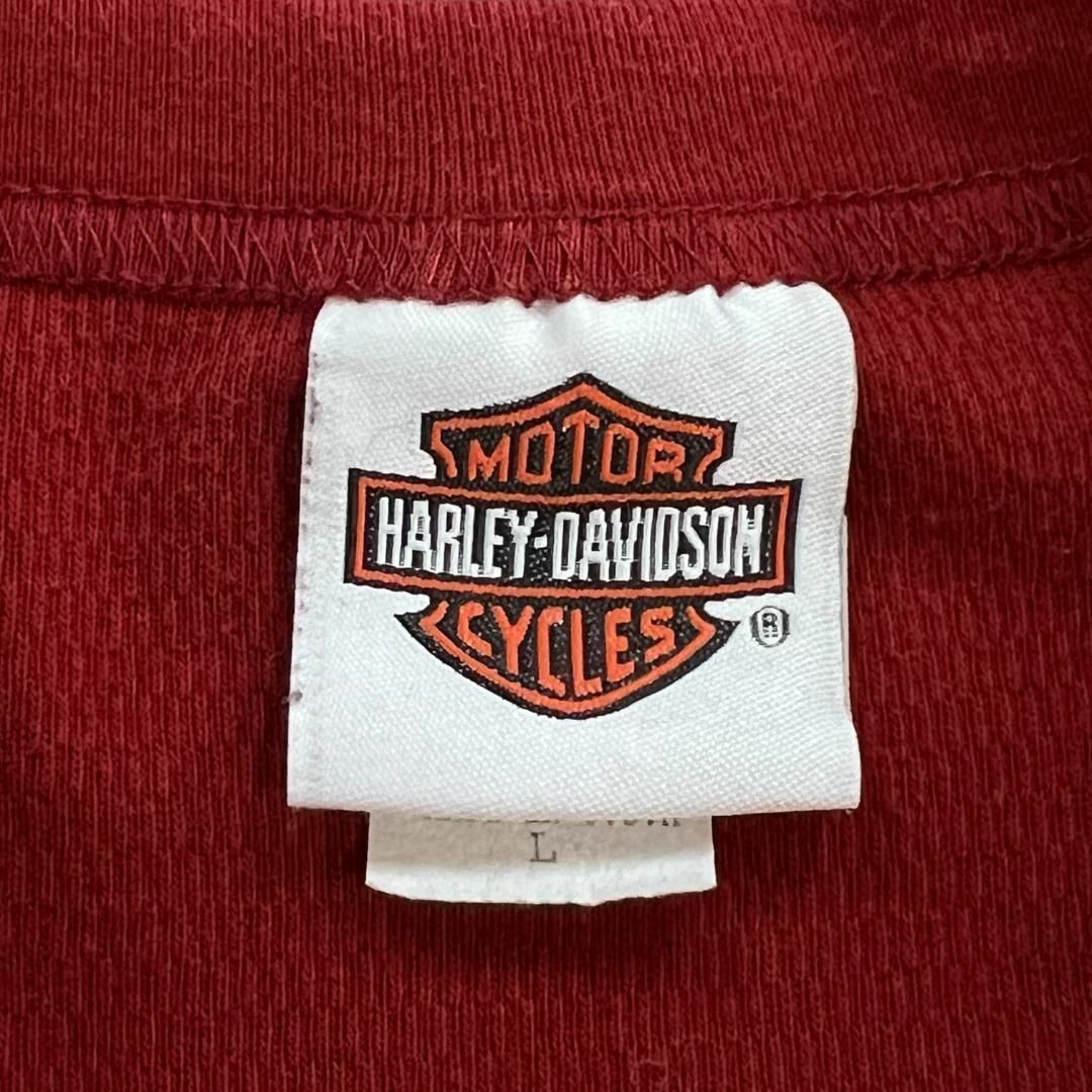 Harley Davidson(ハーレーダビッドソン)のUSA製　ハーレーダビッドソン　両面プリント　カットソー　古着　えんじ色　L メンズのトップス(Tシャツ/カットソー(七分/長袖))の商品写真