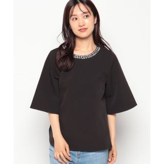 ★美品★Rename リネーム　ビジュー5分袖カットソー　Lサイズ(カットソー(長袖/七分))