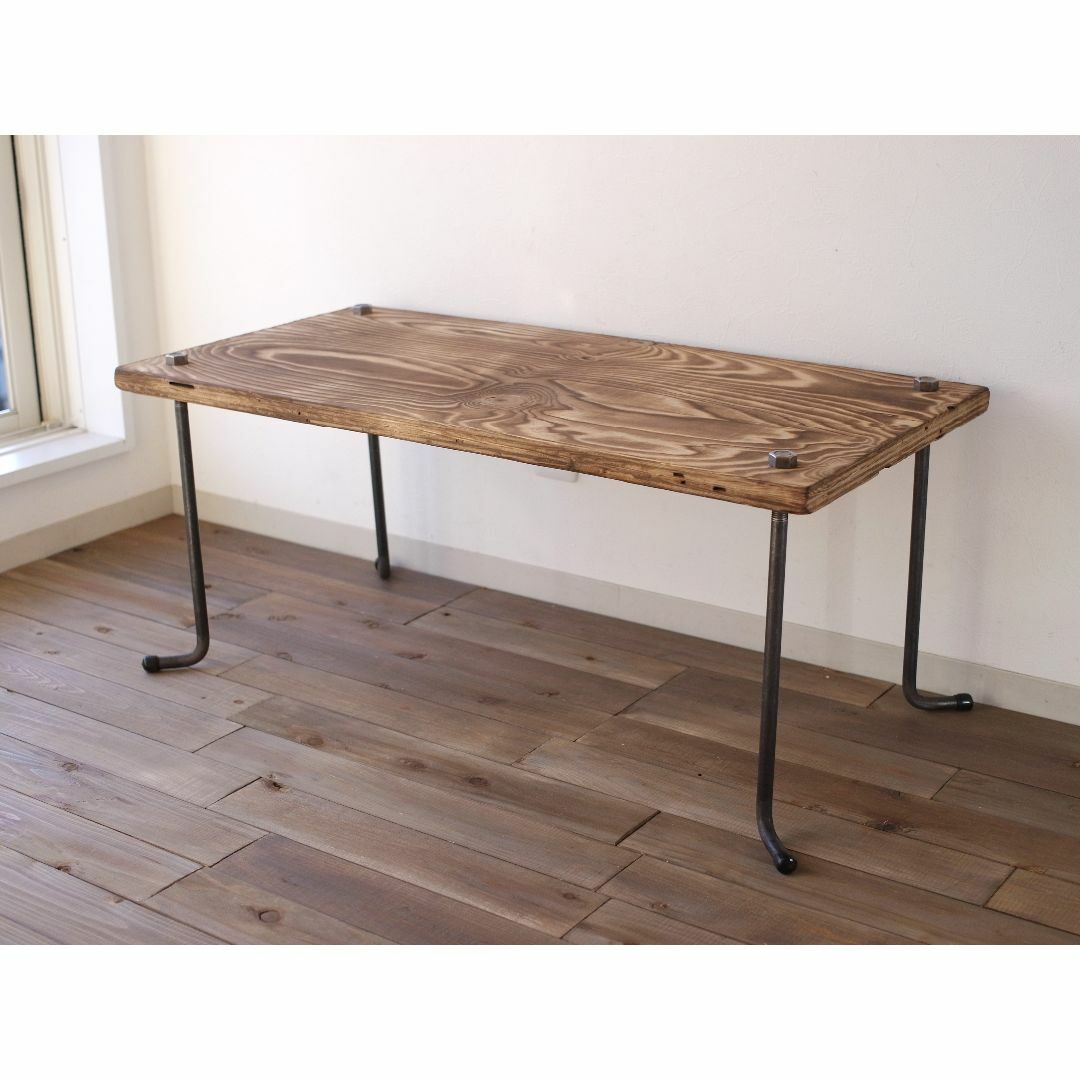 wood iron table インテリア/住まい/日用品の机/テーブル(ローテーブル)の商品写真