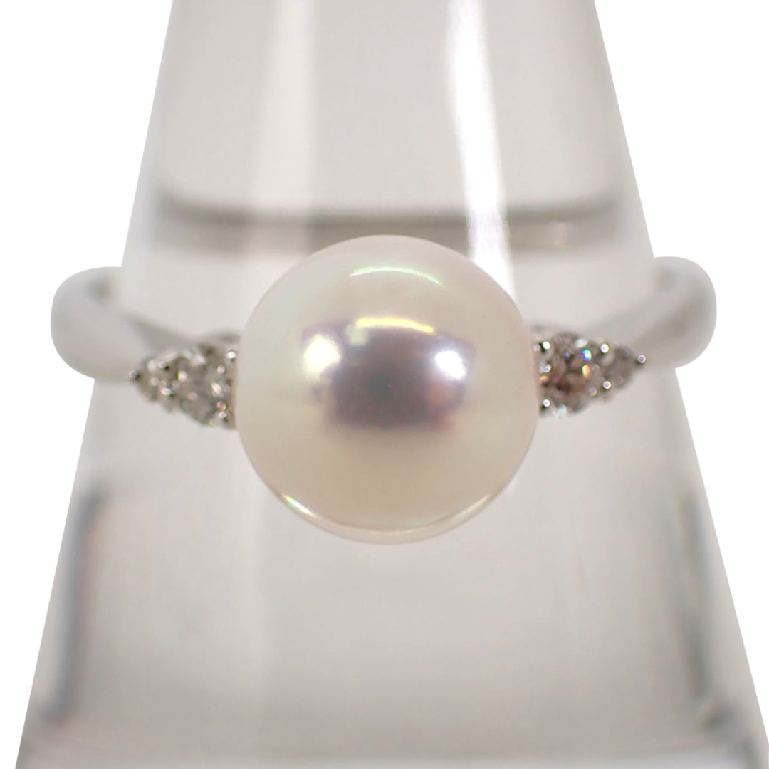 Pt900 アコヤ真珠/ダイヤ リング 18号[g249-35］ レディースのアクセサリー(リング(指輪))の商品写真