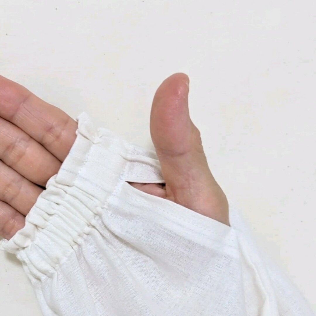 シンプル無地ナチュラルソフトハーフリネンのアームカバー50センチくすみアイボリー レディースのファッション小物(手袋)の商品写真
