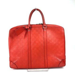 ルイヴィトン(LOUIS VUITTON)のルイヴィトン LOUIS VUITTON ポルトドキュマンヴォワヤージ PDV N41143 ダミエアンフィニ  トートバッグ カバン ハンドバッグ ビジネスバッグ ダミエアンフィニレザー レッド(ビジネスバッグ)