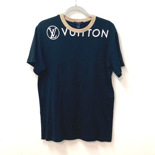 ルイヴィトン(LOUIS VUITTON)のルイヴィトン LOUIS VUITTON ヴィタミンズ ジャージー ロゴ トップス アパレル バイカラー 半袖Ｔシャツ コットン ブラック 美品(Tシャツ/カットソー(半袖/袖なし))