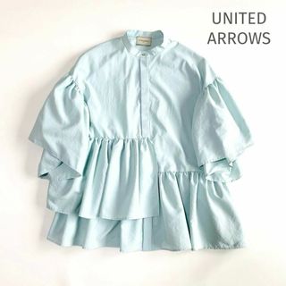 UNITED ARROWS - UNITED ARROWS イレギュラーペプラムブラウス ミント 38