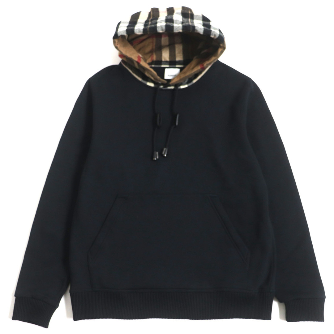 BURBERRY(バーバリー)の美品 BURBERRY バーバリー 21AW 8045004 ノバチェック コットンブレンド フーディ パーカー ブラック XS 正規品 メンズ メンズのトップス(パーカー)の商品写真