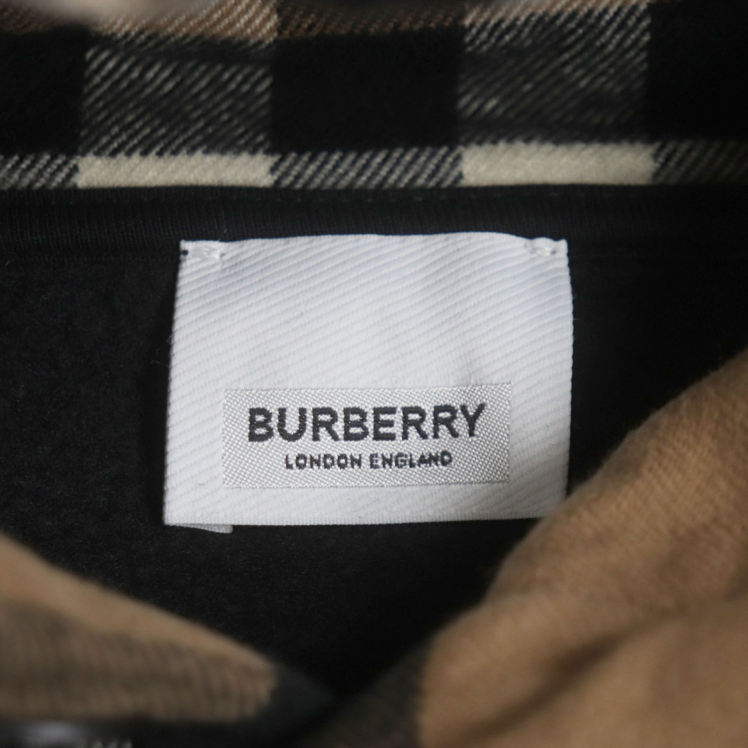 BURBERRY(バーバリー)の美品 BURBERRY バーバリー 21AW 8045004 ノバチェック コットンブレンド フーディ パーカー ブラック XS 正規品 メンズ メンズのトップス(パーカー)の商品写真