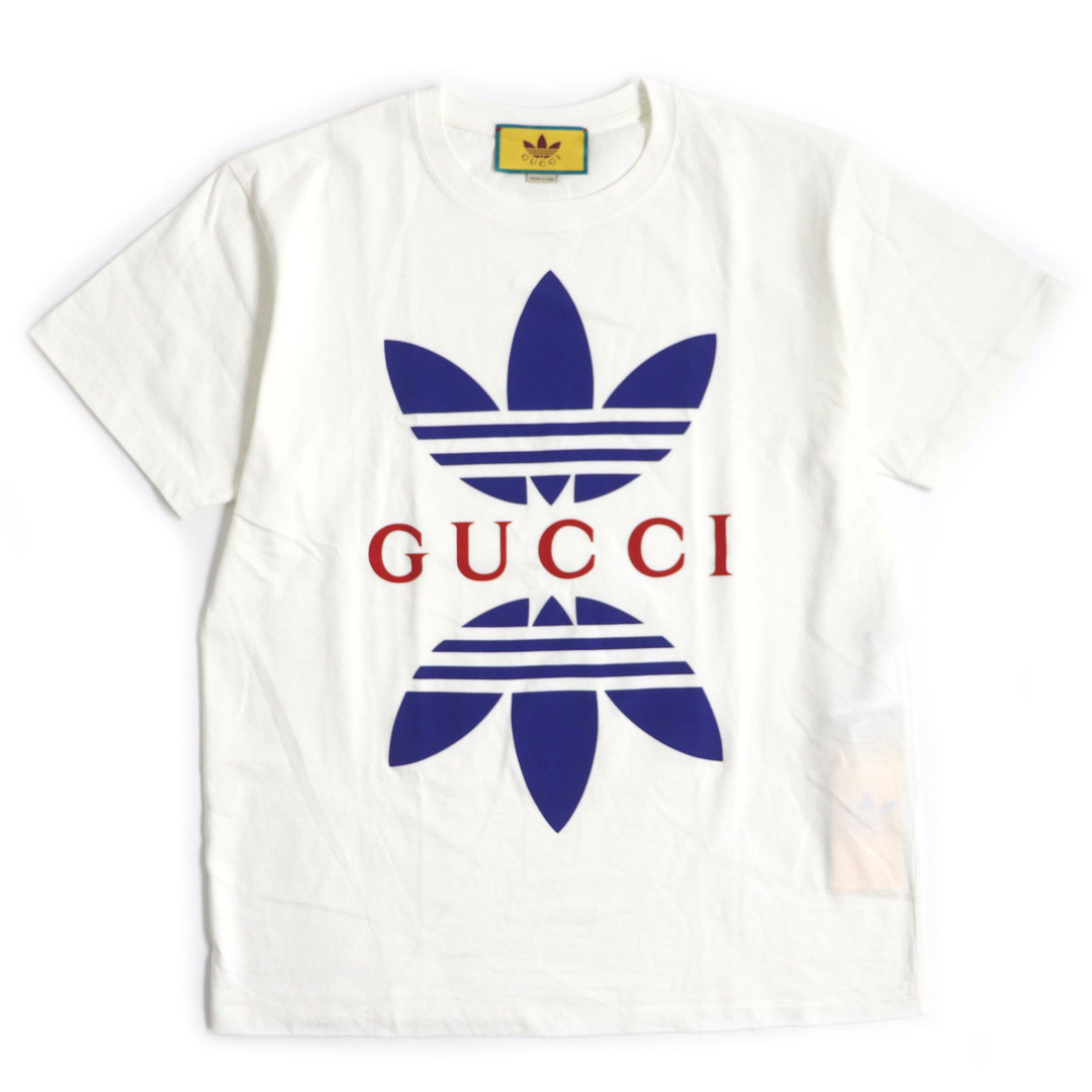 Gucci(グッチ)の未使用品 GUCCI グッチ adidas 22SS 548334 コットン トレフォイル ロゴプリント 半袖Ｔシャツ ホワイト S イタリア製 正規品 メンズ メンズのトップス(Tシャツ/カットソー(半袖/袖なし))の商品写真